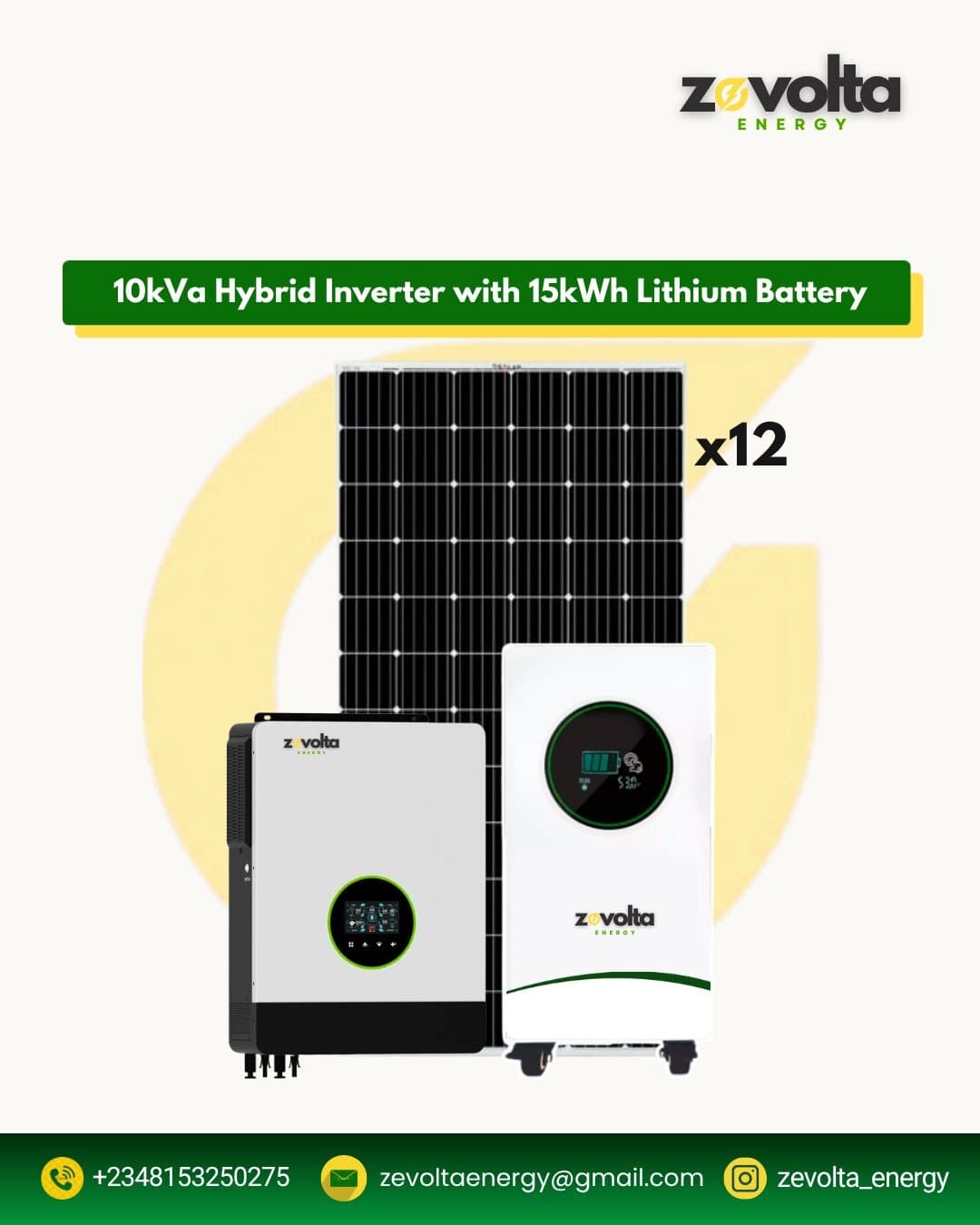 10kVA Hybrid Inverter with 15kWh Lithium Battery
