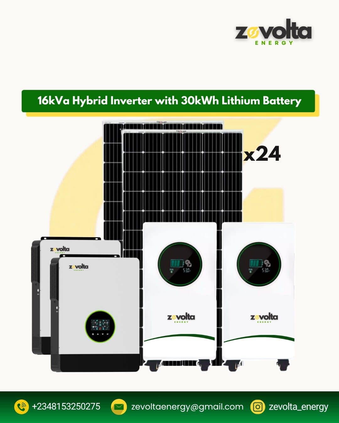 16kVA Hybrid Inverter with 30kWh Lithium Battery