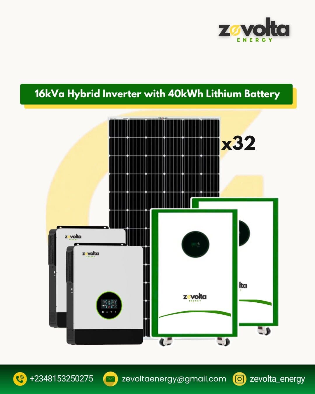 16kVA Hybrid Inverter with 40kWh Lithium Battery