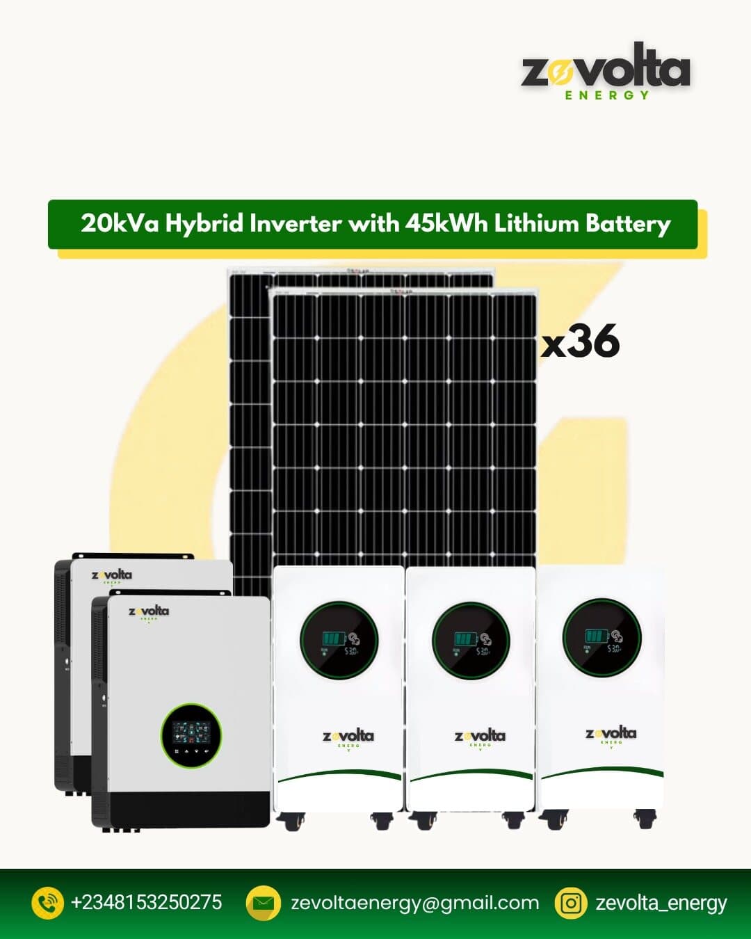 20kVA Hybrid Inverter with 45kWh Lithium Battery