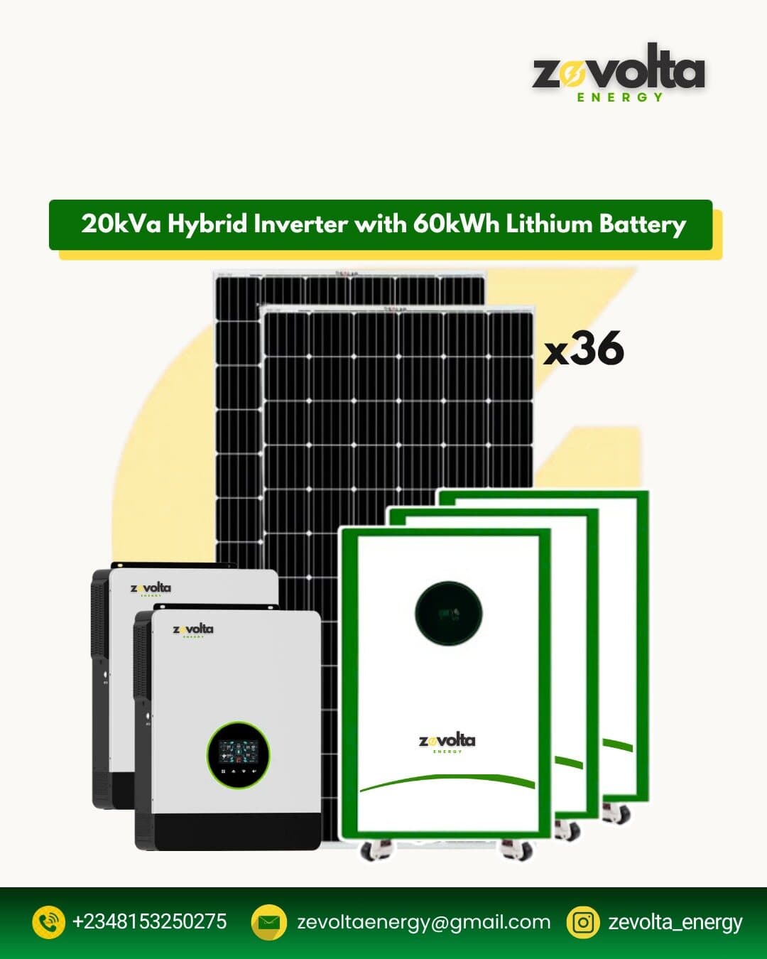 20kVA Hybrid Inverter with 60kWh Lithium Battery