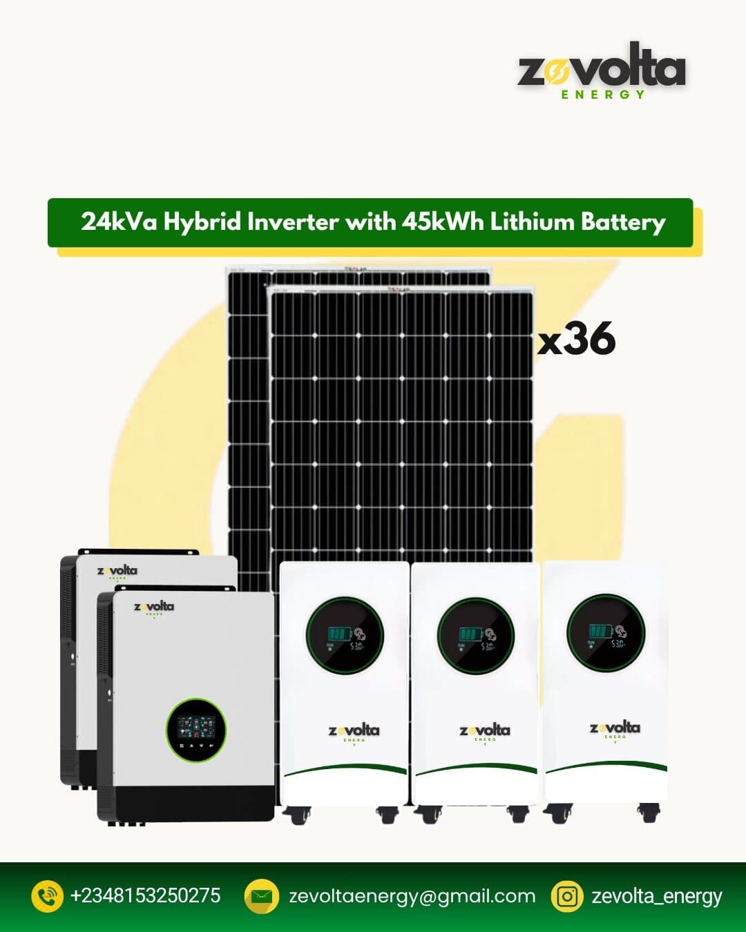 24kVA Hybrid Inverter with 45kWh Lithium Battery