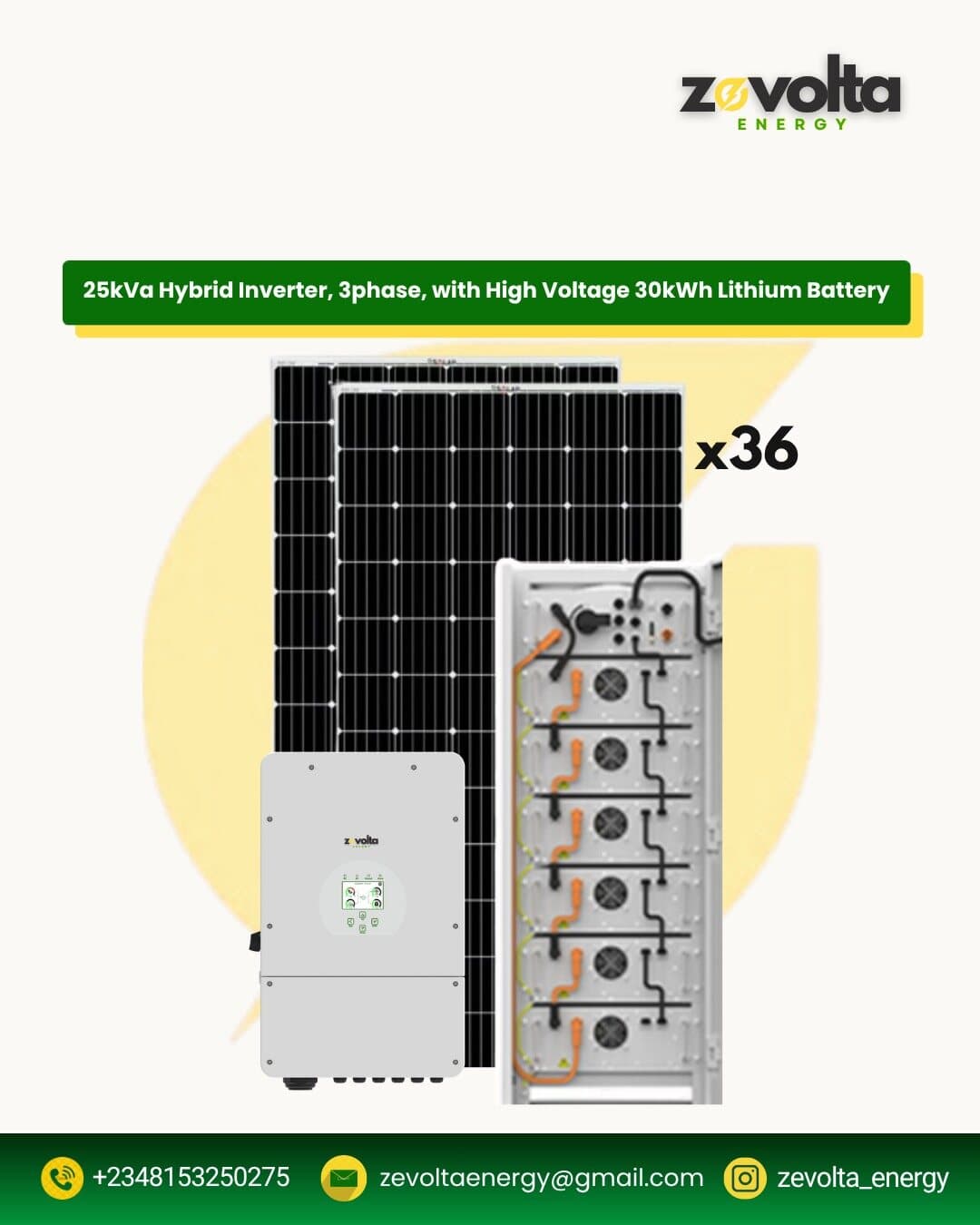 25kVA 3-Phase Hybrid Inverter with 30kWh High Voltage Battery