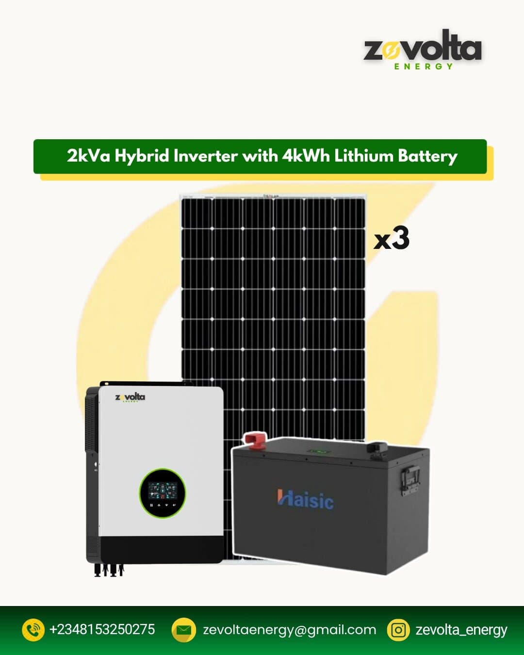2kVA Hybrid Inverter with 4kWh Lithium Battery