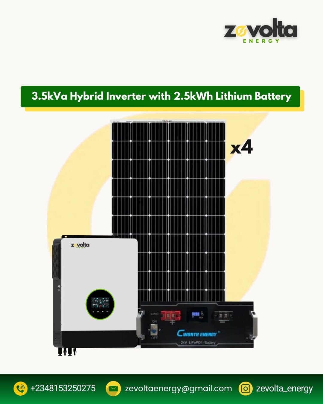 3.5kVA Hybrid Inverter with 2.5kWh Lithium Battery