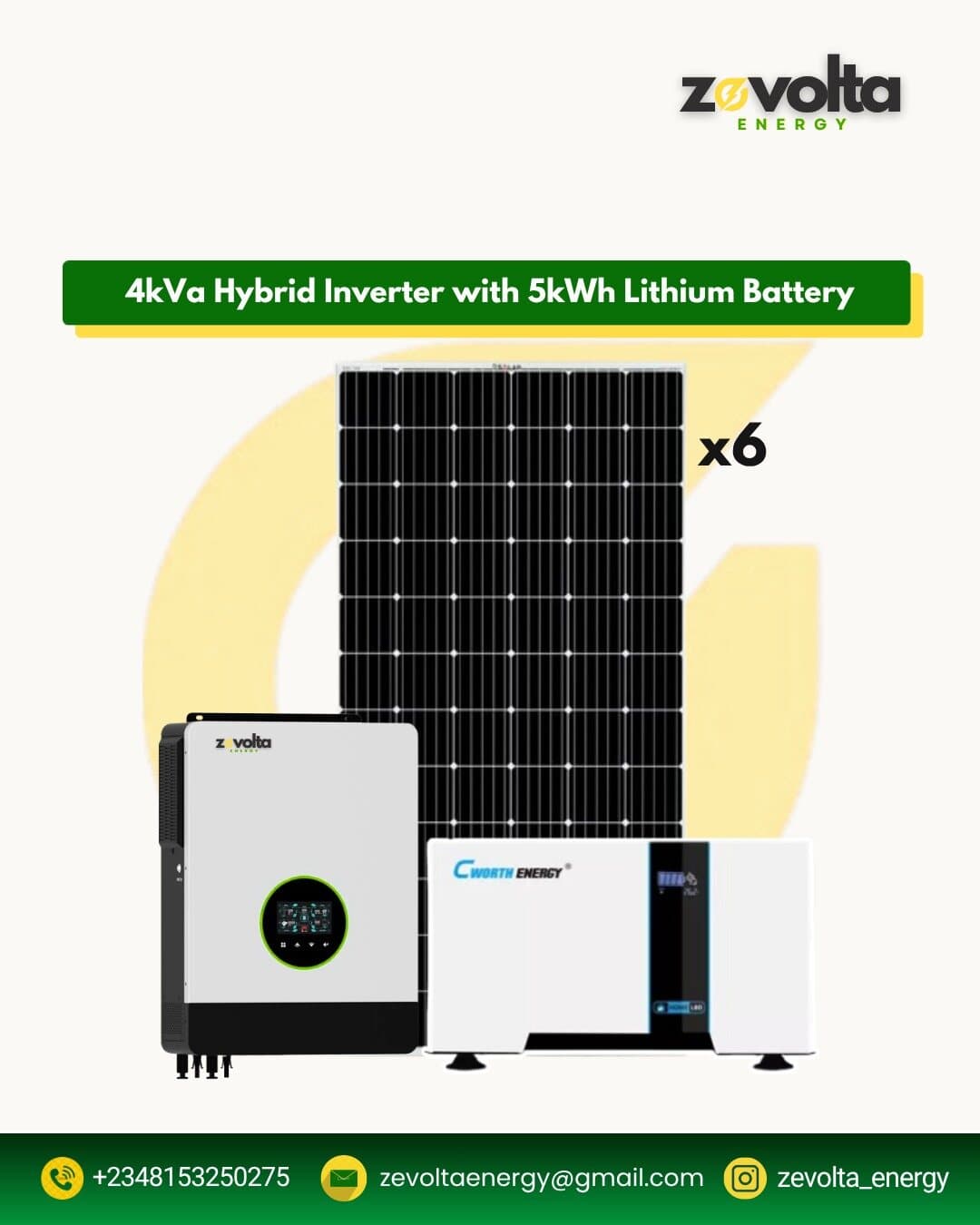 4kVA Hybrid Inverter with 5kWh Lithium Battery