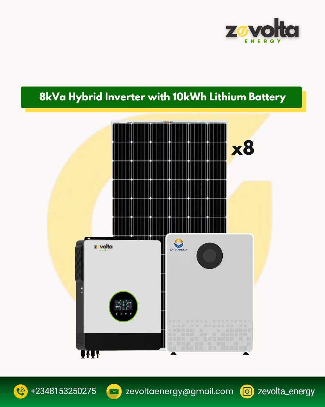 8kVA Hybrid Inverter with 10kWh Lithium Battery