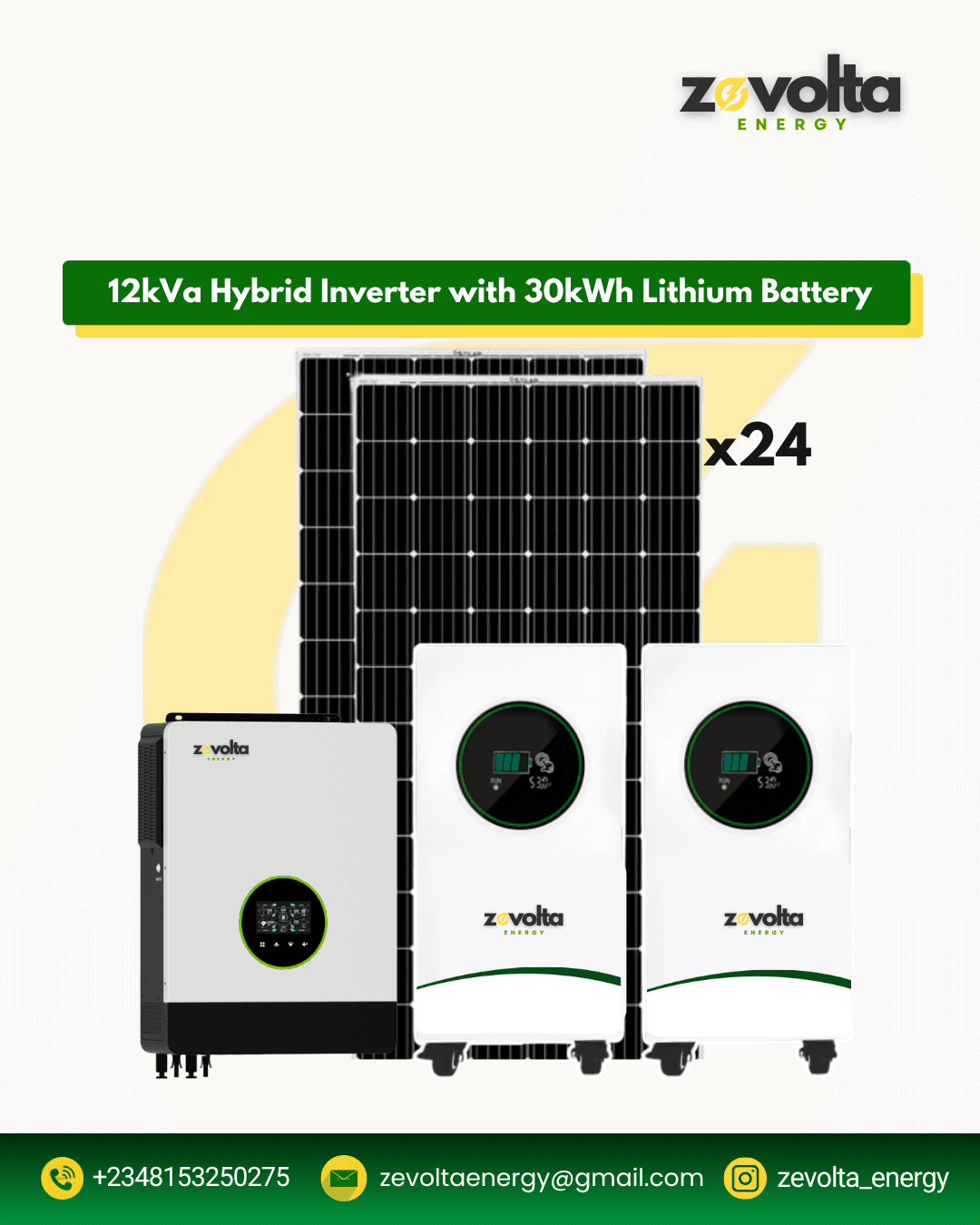 12kVA Hybrid Inverter with 30kWh Lithium Battery