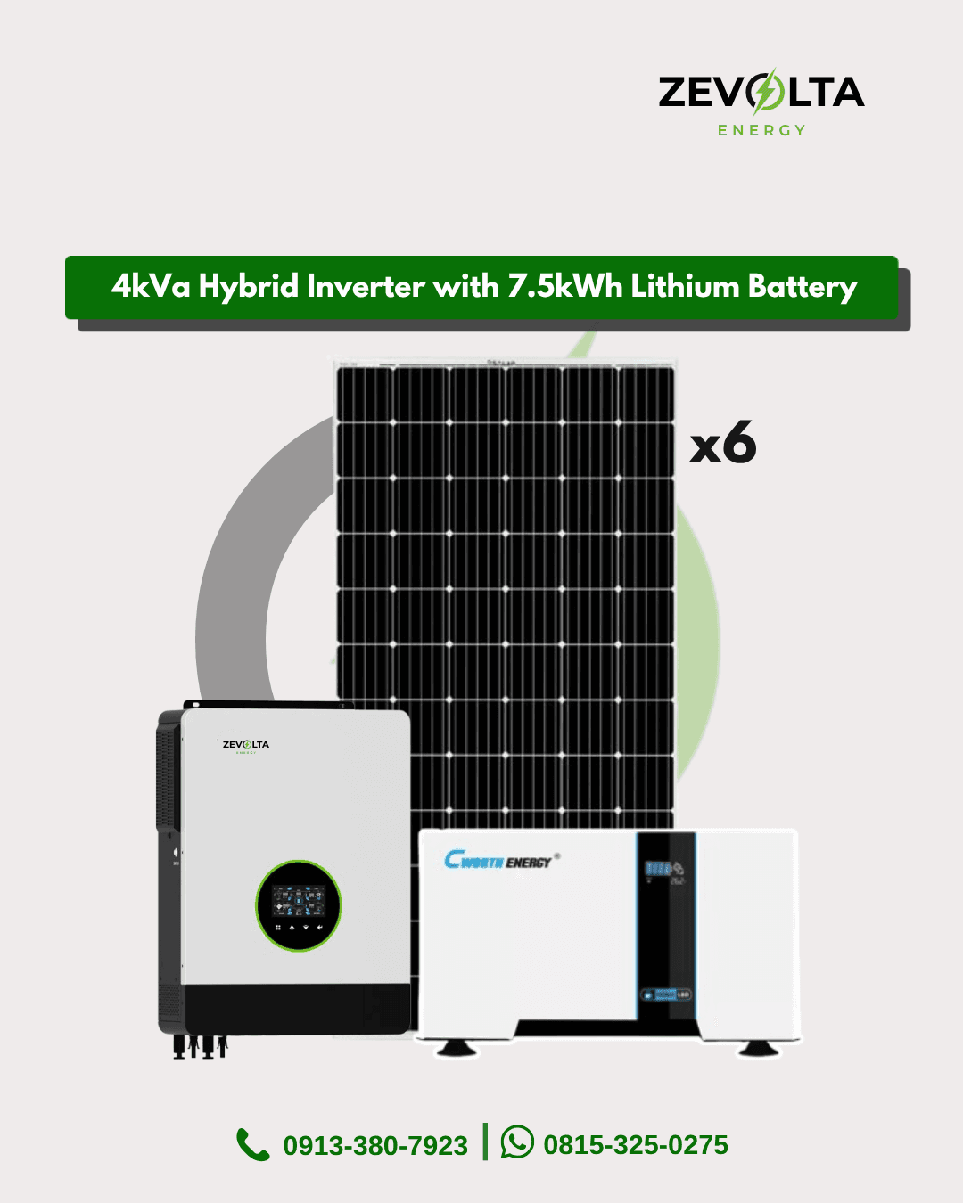 4kVA Hybrid Inverter with 7.5kWh Lithium Battery