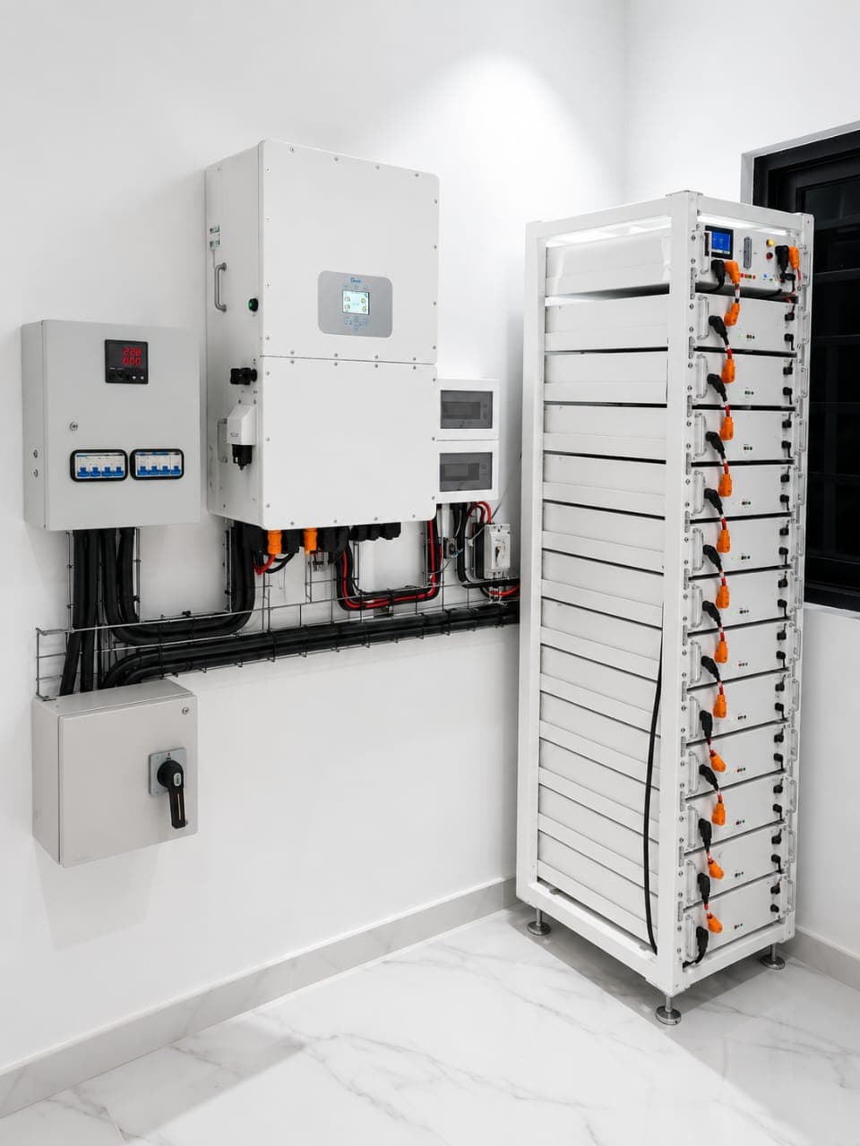 50kva Hybrid Inverter with 60kWh lithium battery installation Set-Up